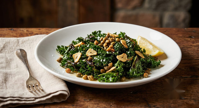 Brown Butter Italian Curly Kale with Crispy Capers
