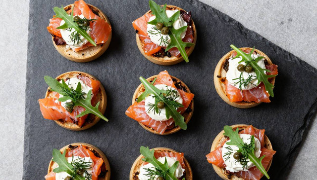 Dutch Rocket and Smoked Salmon Blinis