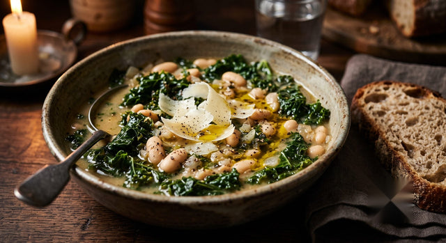 Italian Curly Kale, White Bean & Parmesan Soup