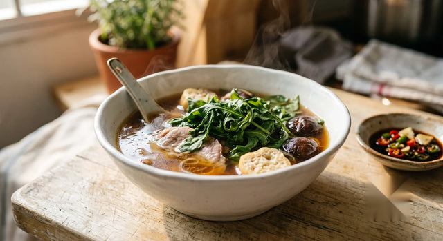 Arugula Bak Kut Teh-Style Soup