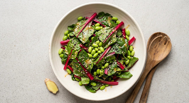 Ruby Chard, Edamame & Sesame Ginger Salad