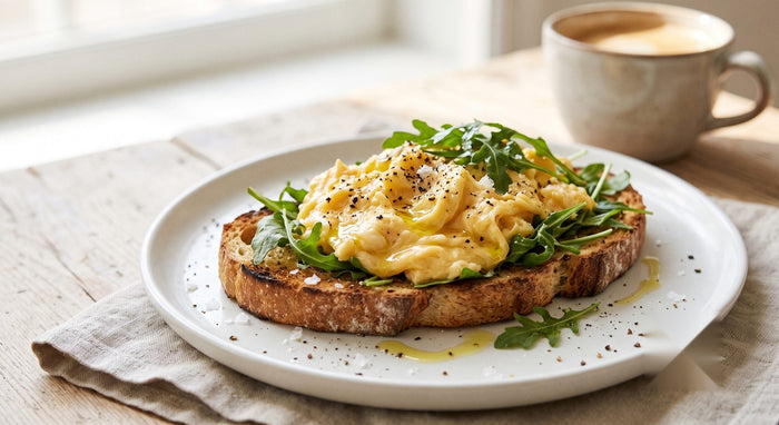 Arugula & Soft Scrambled Eggs on Sourdough
