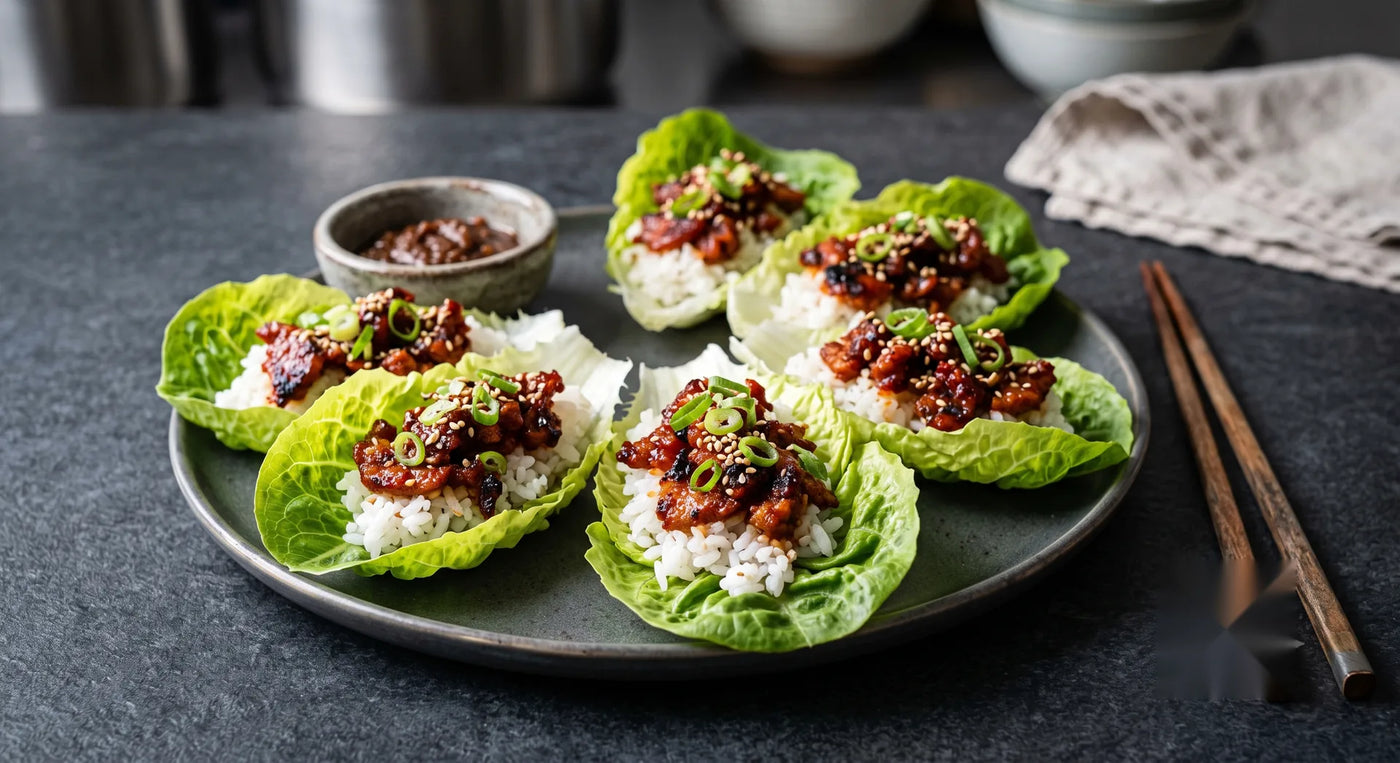 Korean BBQ Mini Gem Lettuce Cups with Gochujang Pork