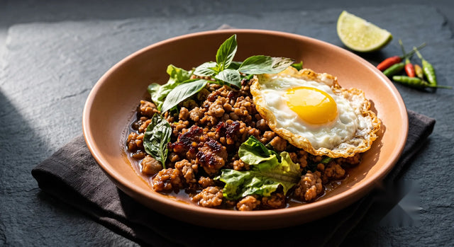 Green Oakleaf & Minced Pork Thai Basil Stir Fry