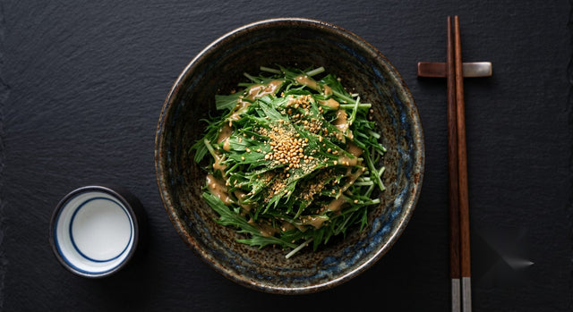 Mizuna Goma-ae with Toasted Sesame Dressing