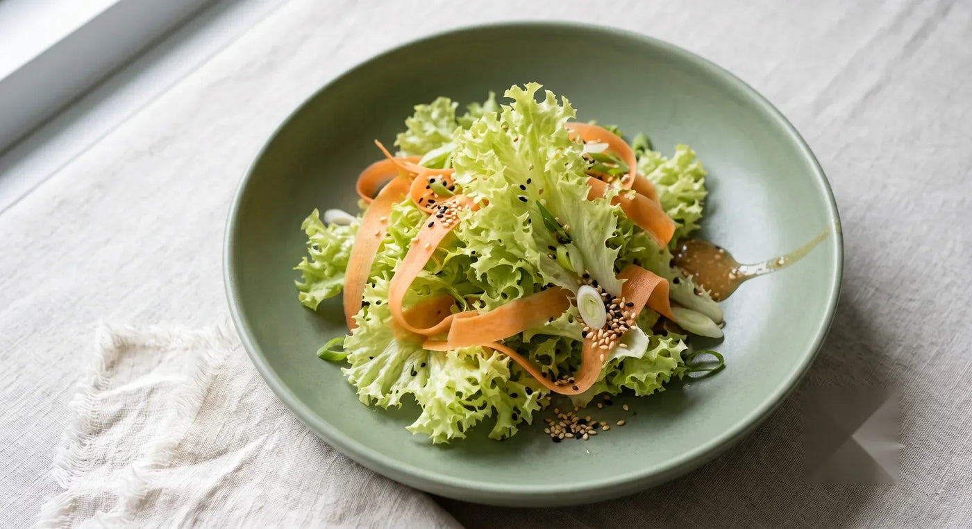 Green Coral & Pickled Carrot Salad with Sesame Miso Vinaigrette