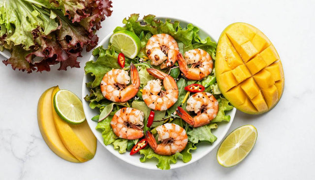 Red Oakleaf and Mango Prawn Salad