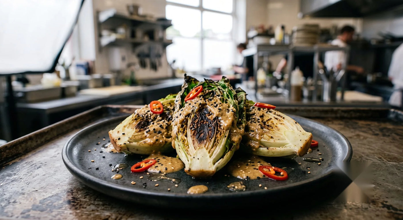 Charred Mini Gem with Miso-Tahini Dressing