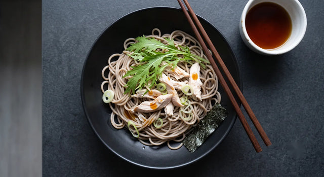 Cold Soba with Mizuna & Ponzu Chicken