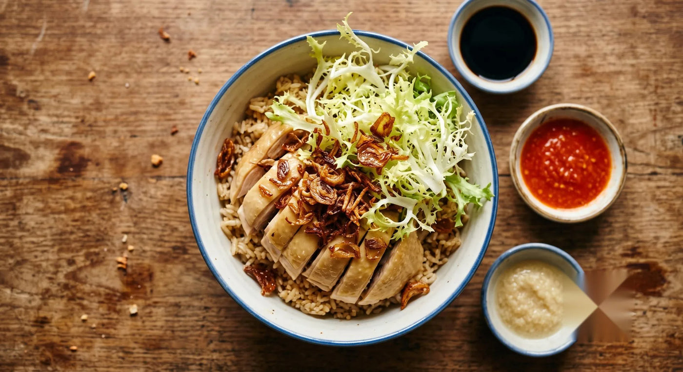 Green Frisée & Crispy Shallot Chicken Rice
