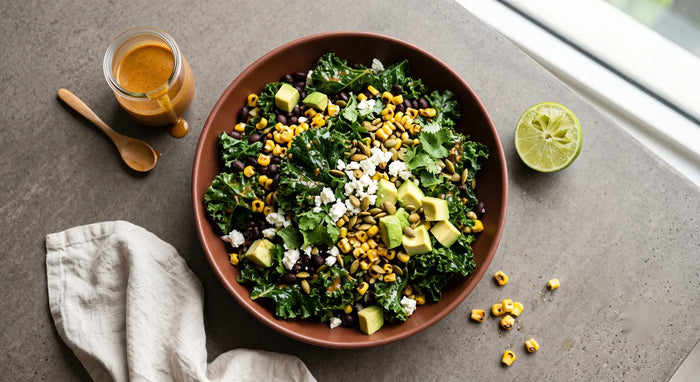 Curly Kale & Black Bean Salad with Chipotle-Lime Dressing