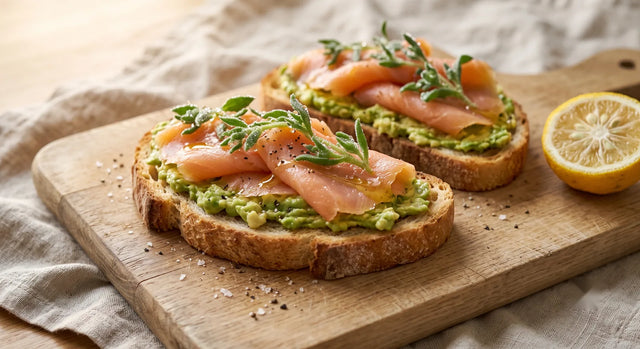 Ice Plant & Smoked Salmon Avocado Toast with Yuzu Dressing